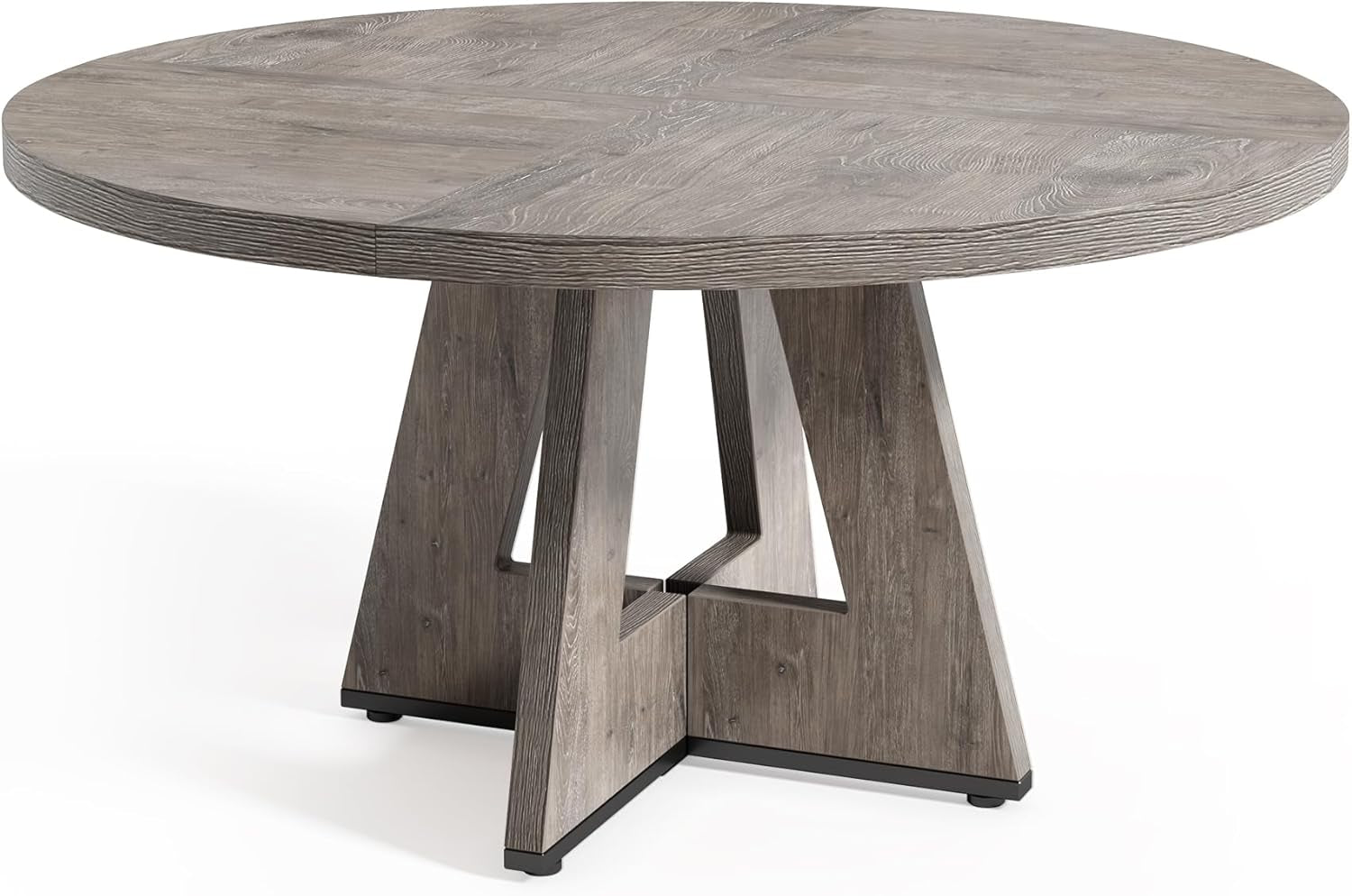 Round 47 Inch Dining Table For 4 To 6 With Grey Pedestal