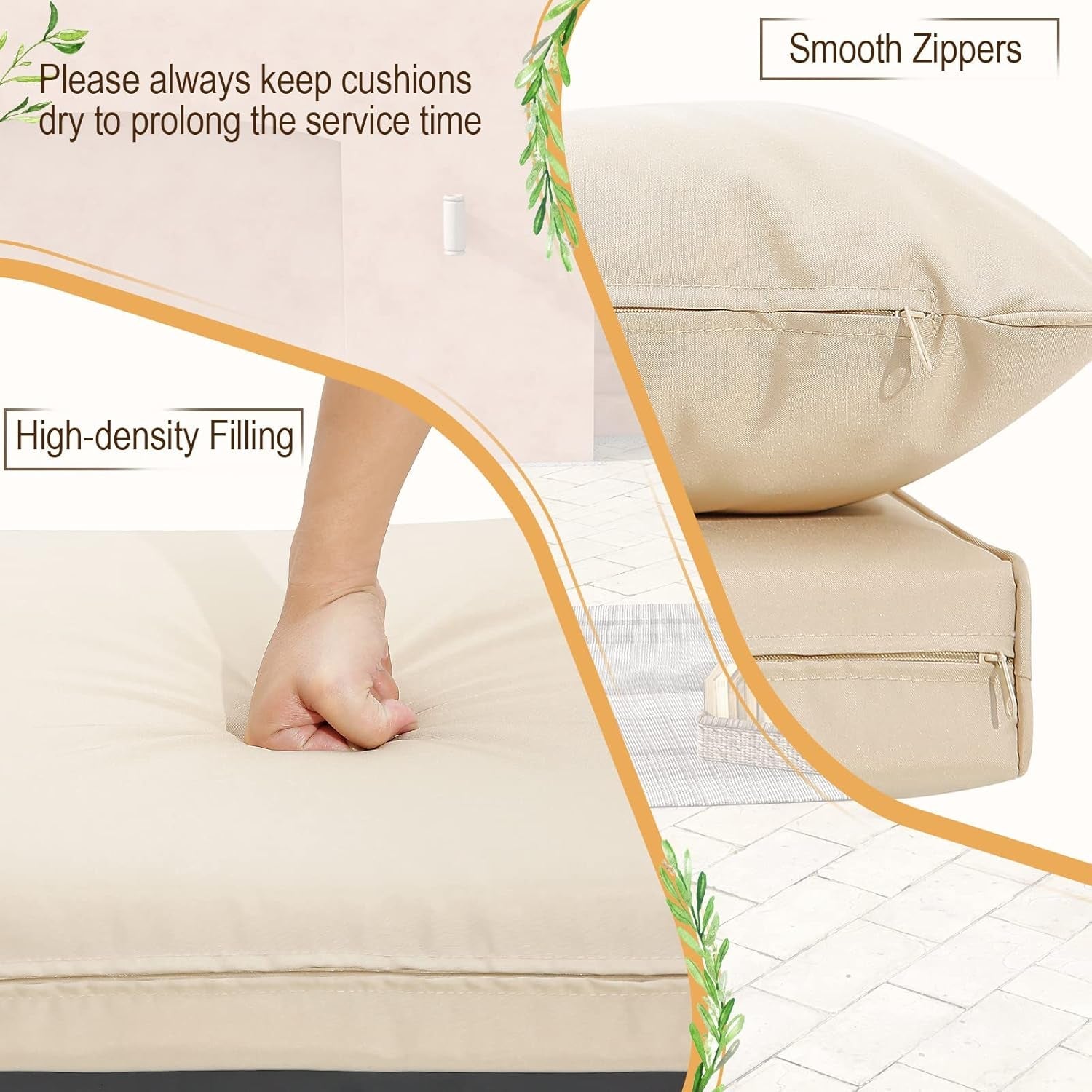 3 Piece Acacia Wood Patio Furniture Set With Beige PE Wicker Cushioned Chairs And Coffee Table