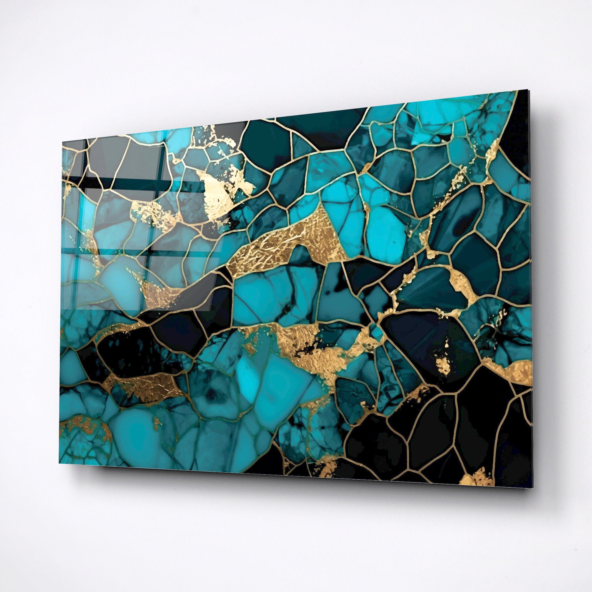 Emerald tempered glass wall art, lux home hanging