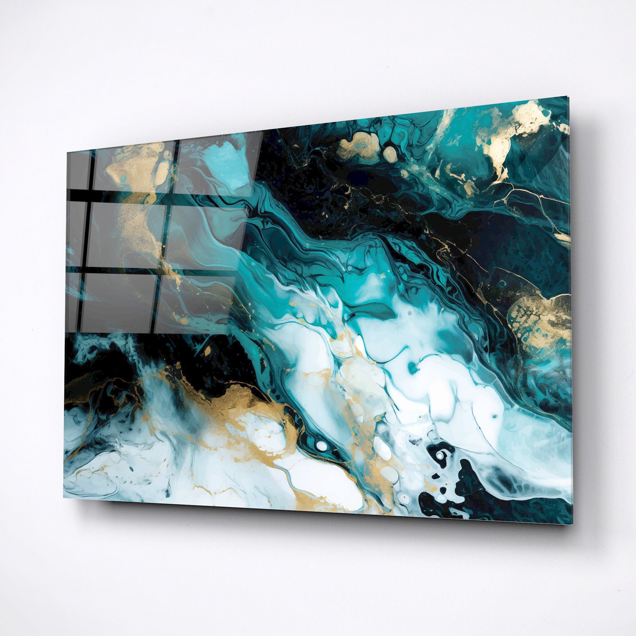 Liquid ink, tempered glass wall art, large contemporary paintings