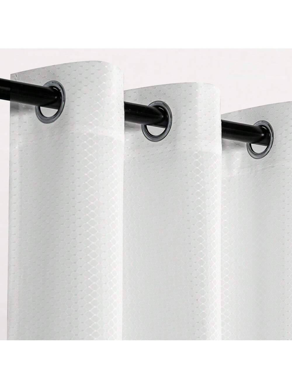 DWCN 2 Panels Geometric Grid Waterproof Outdoor Curtains-3