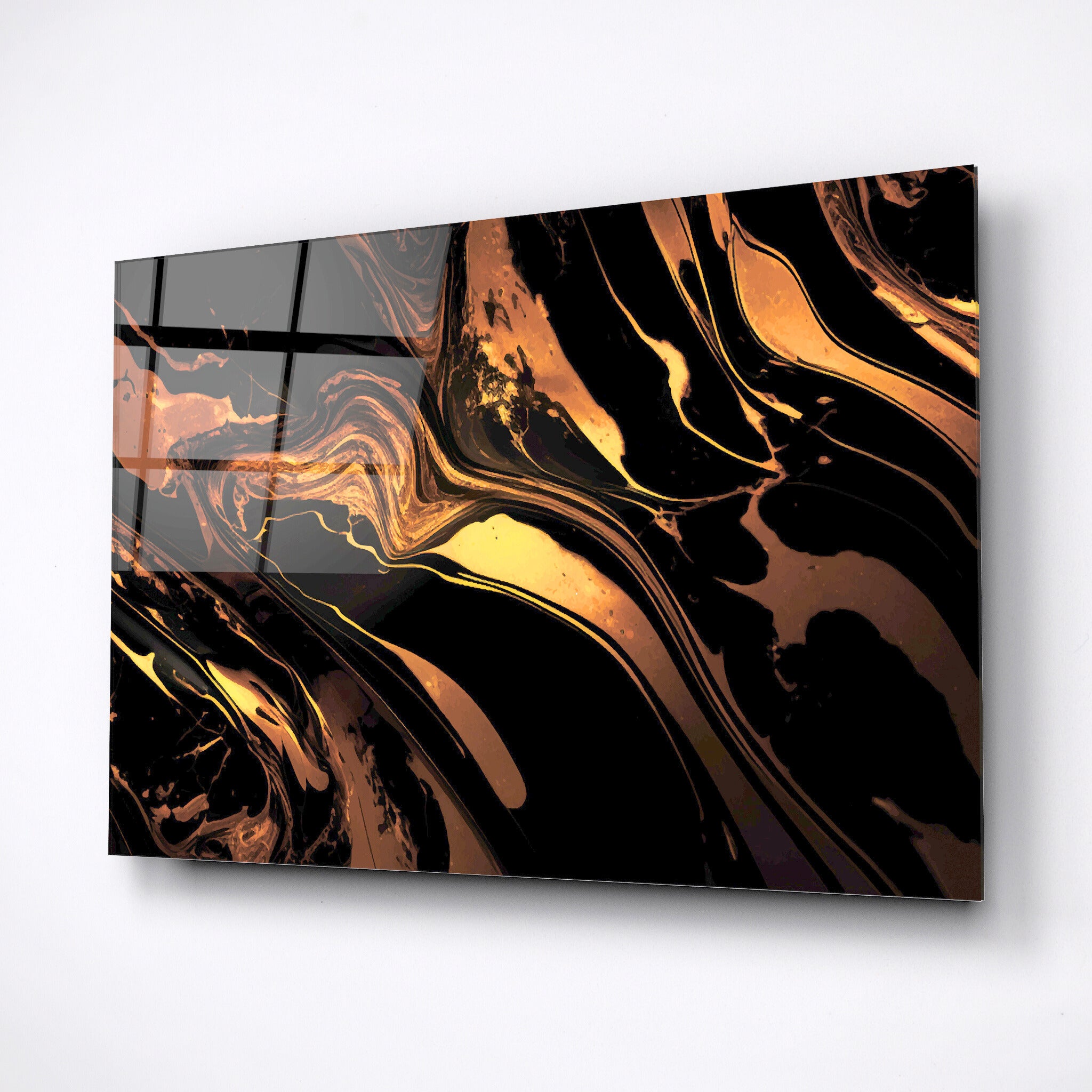 Tempered glass wall art, large marble print, paintings on black background