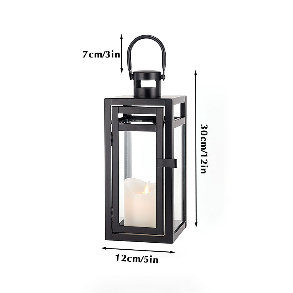 12'' High Metal Decorative Candle Lantern (Black)-4