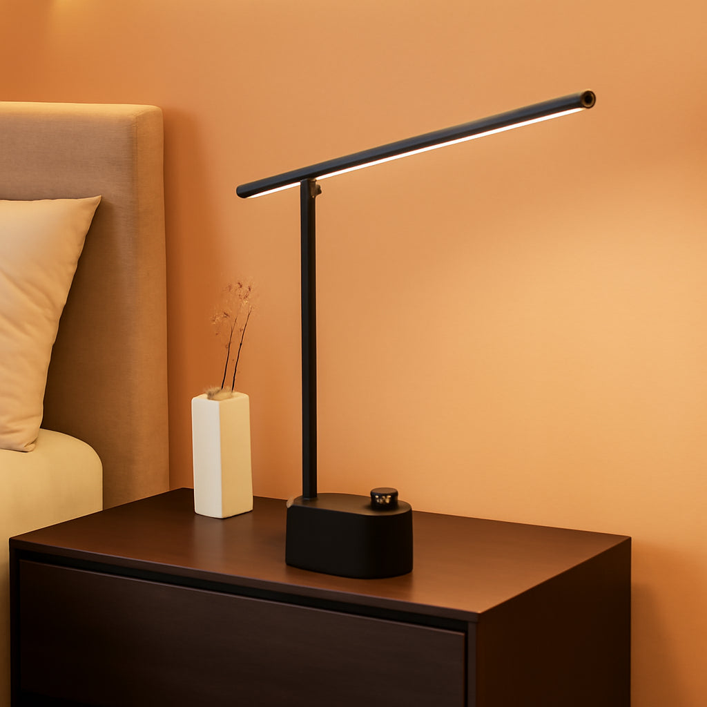 LED Desk Lamp H01 Pro Sunturalux Foldable With USB Ports Black