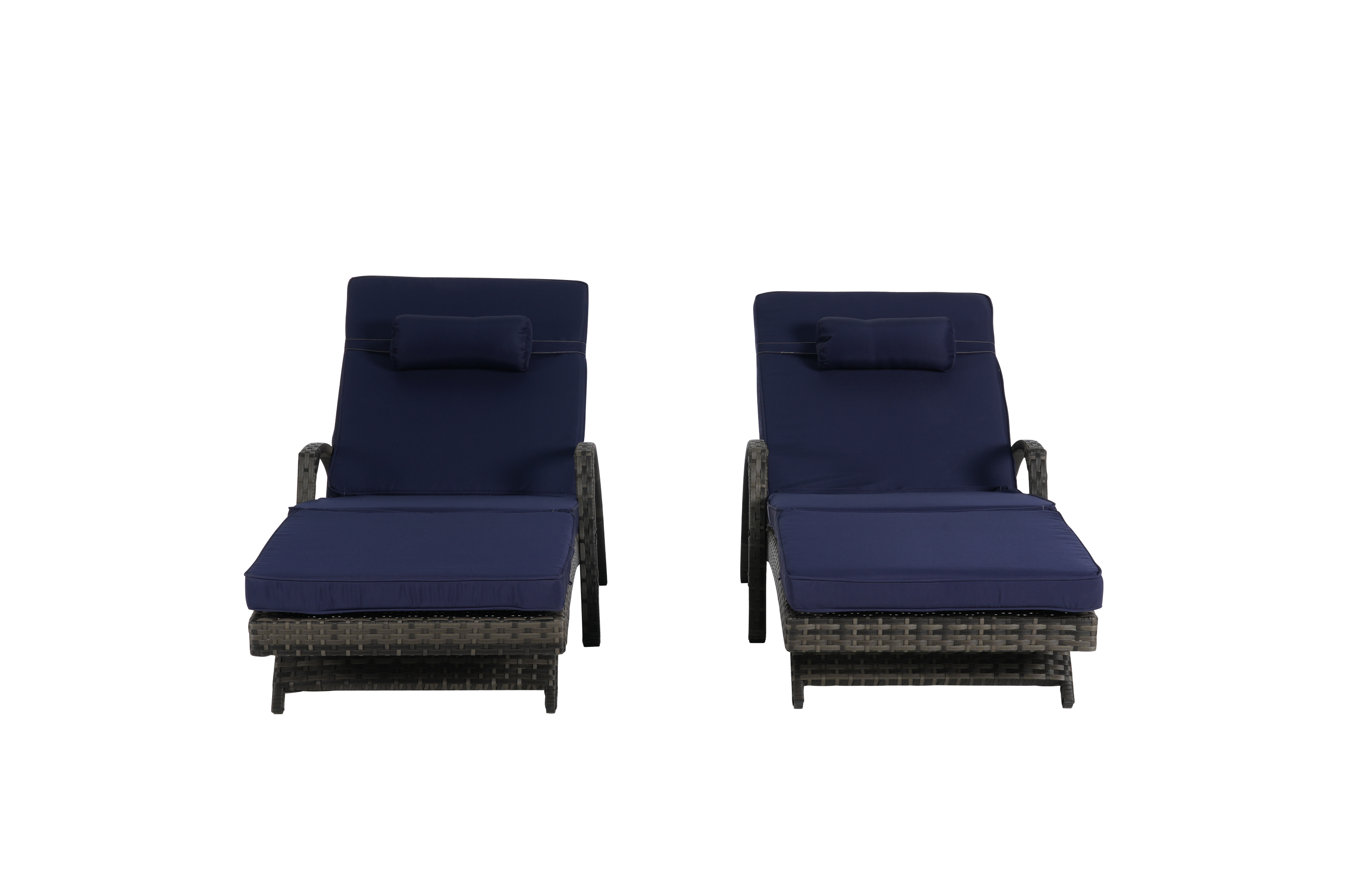 Outdoor Wicker Reclining Chair Set of 2 with Cushions