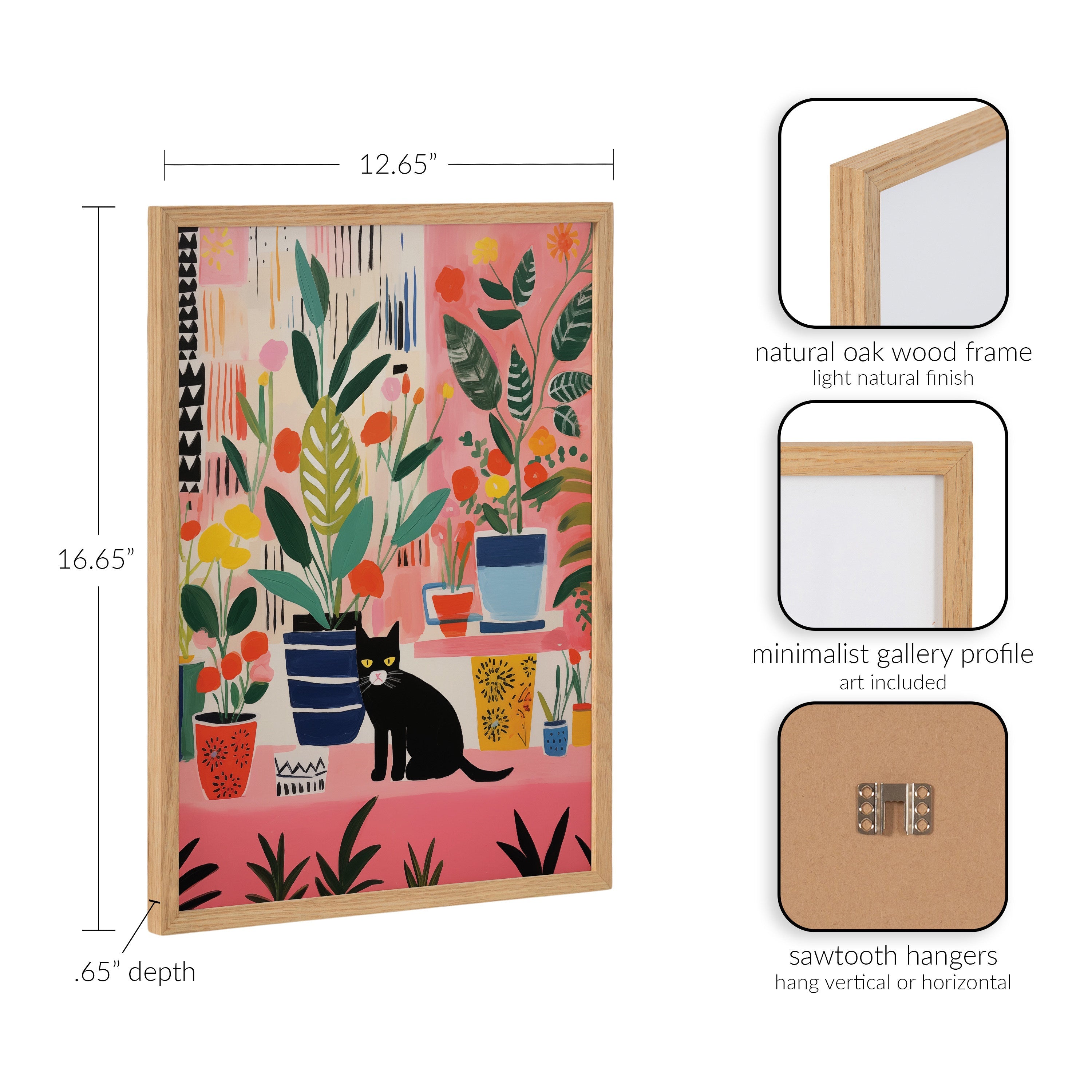 Gallery Whimsical Houseplants and a Black Kitty Cat Print by The Creative Bunch Studio