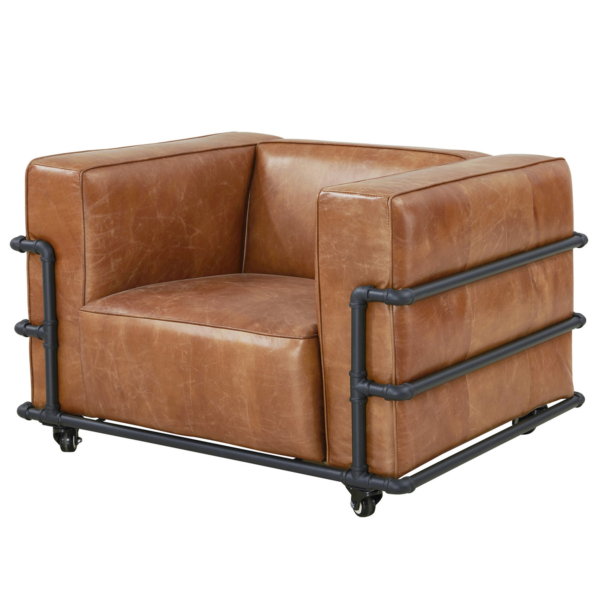 Henry Industrial Modern Leather Arm Chair (2 Colors Available)