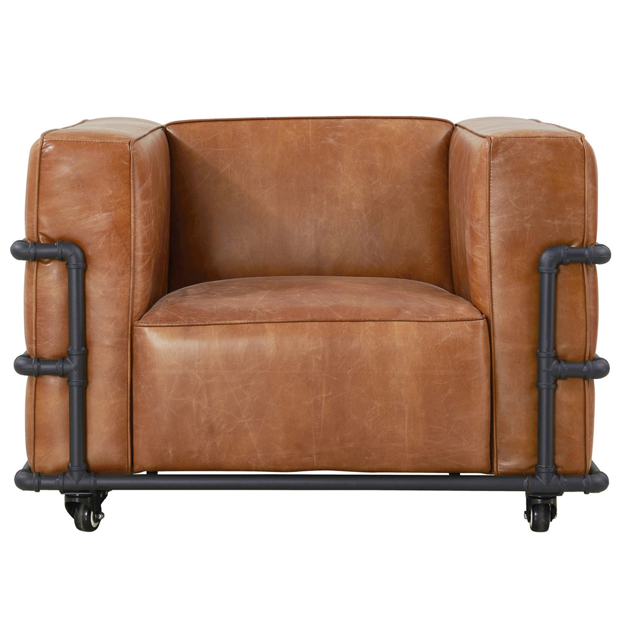 Henry Industrial Modern Leather Arm Chair (2 Colors Available)