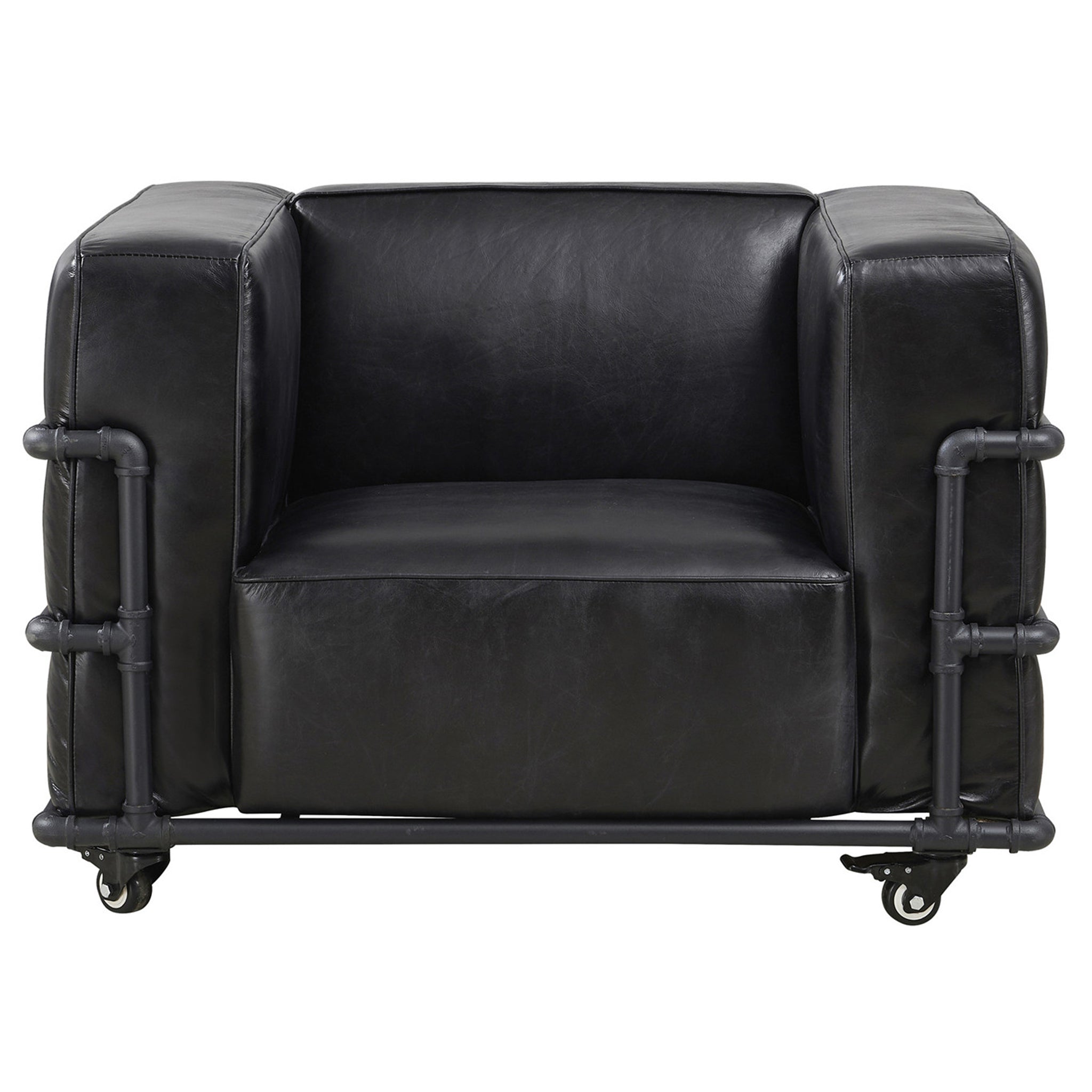 Henry Industrial Modern Leather Arm Chair (2 Colors Available)