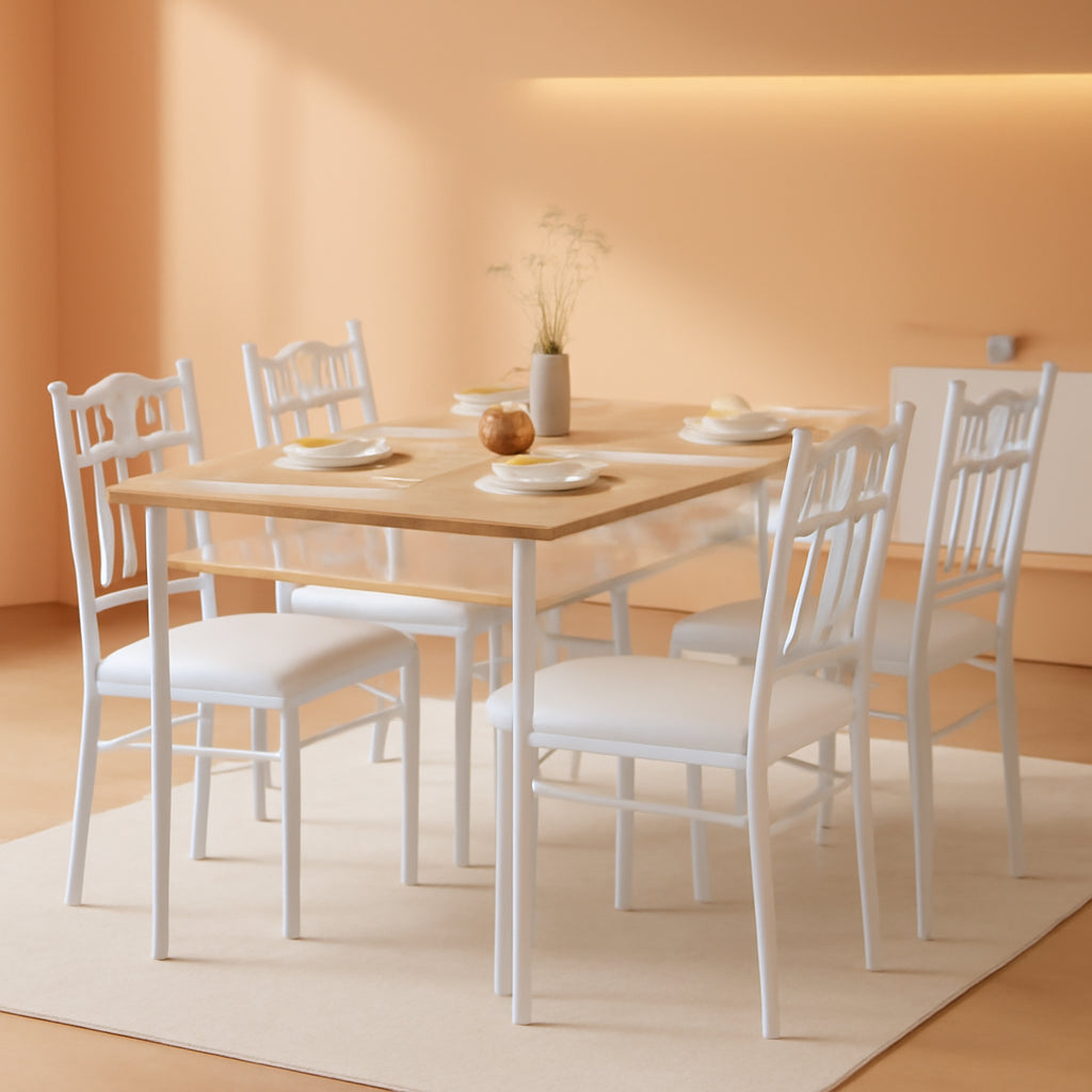 5 Piece Deluxe Dining Room Table Set Elite Edition For Four Chairs