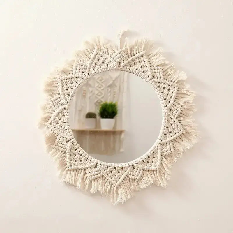 Macrame Wall Mirror Round-3