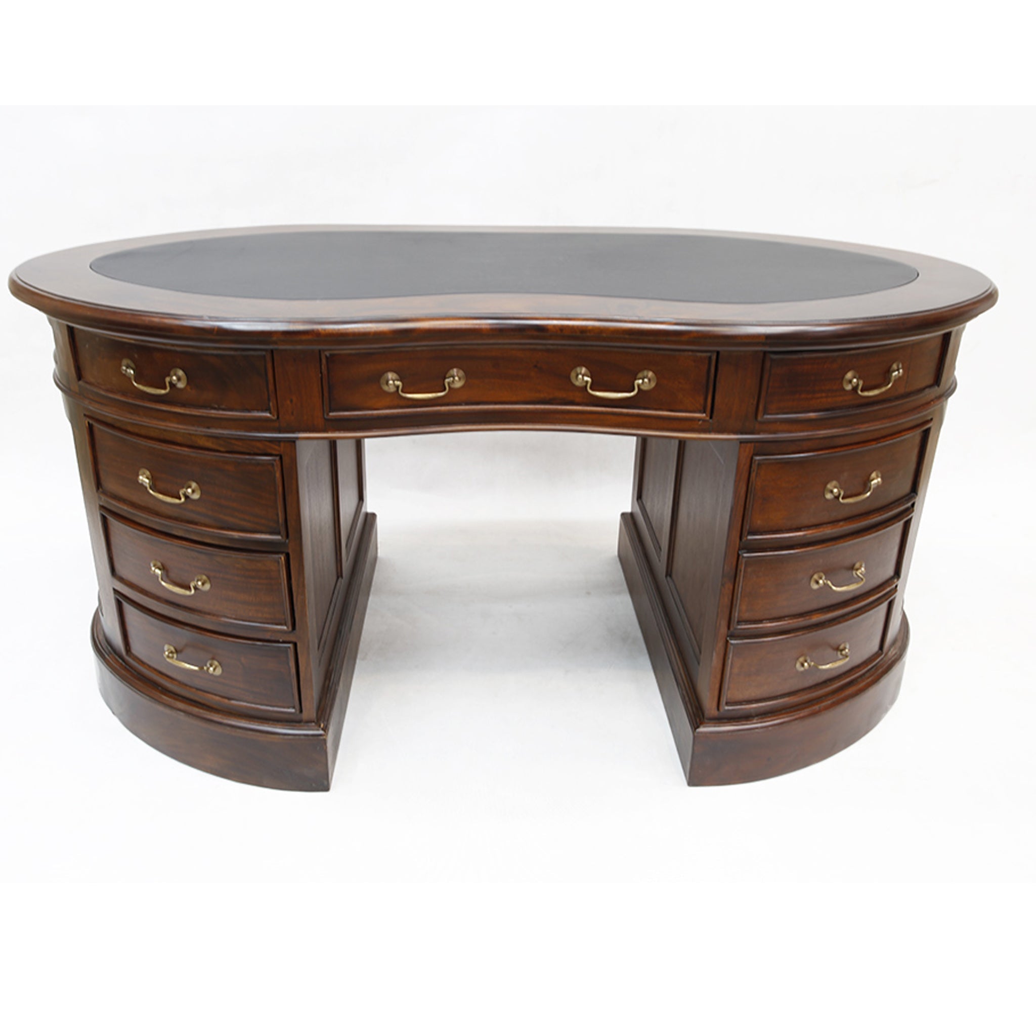 Legacy Mahogany Wood Leather Top Kidney Desk - Brown Walnut
