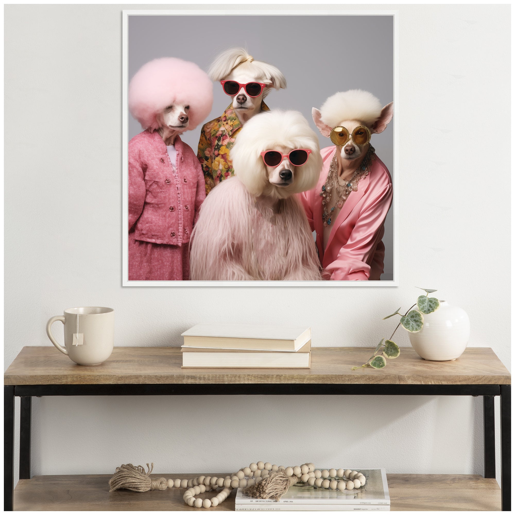 Sylvie Golden Lady Dogs Framed Canvas by The Creative Bunch Studio