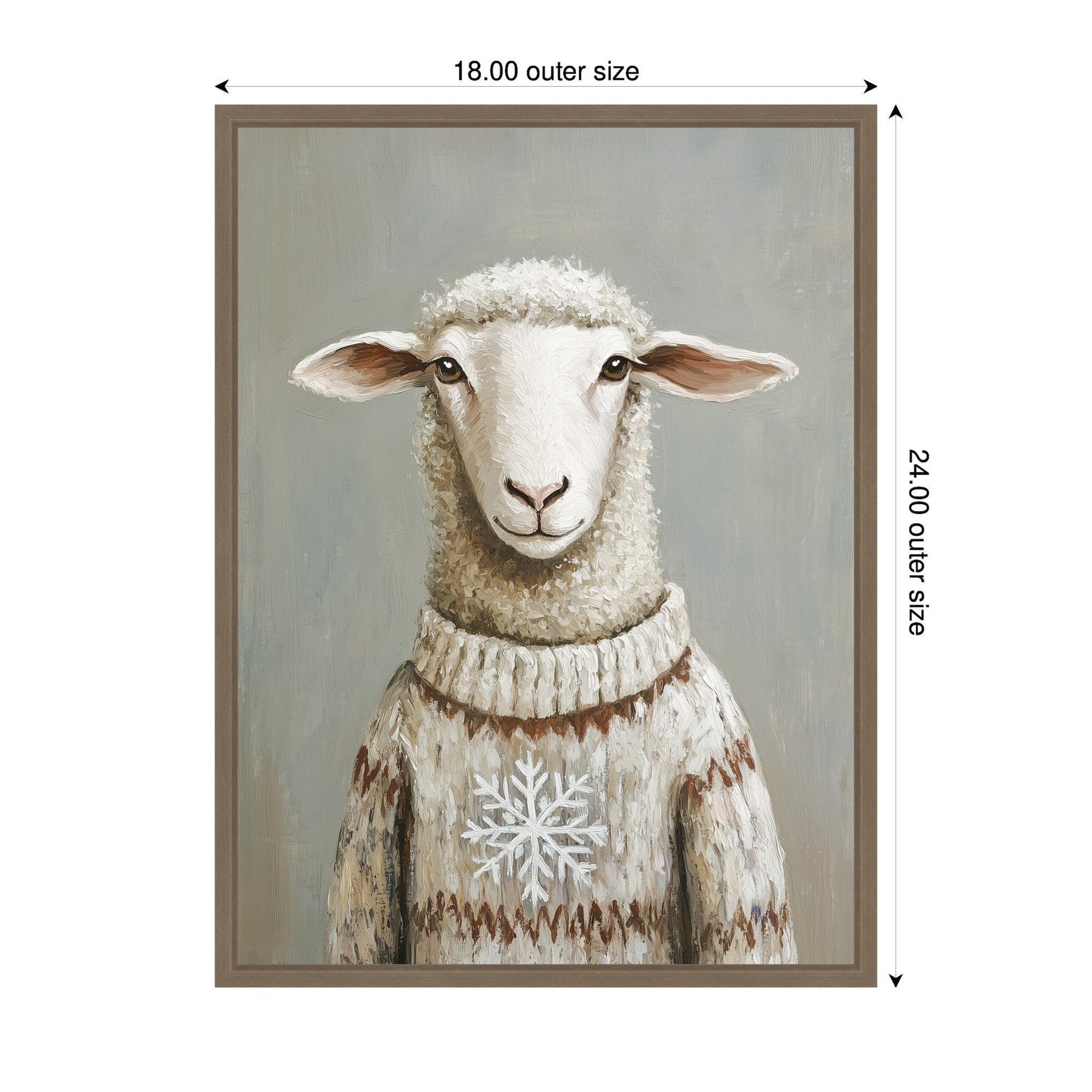 Sylvie Framed Canvas Sheep in Winter Snowflake Sweater by The Creative Bunch Studio