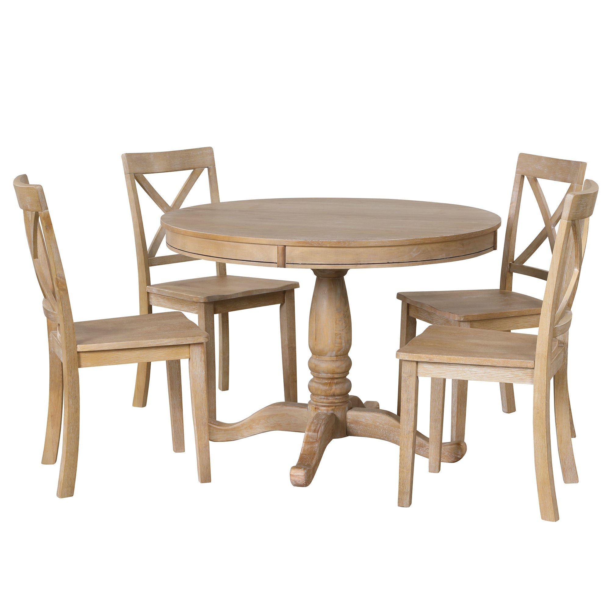 5 Piece Kitchen Table Set for Dining Room ( 4 Chairs + 1 Round Table)