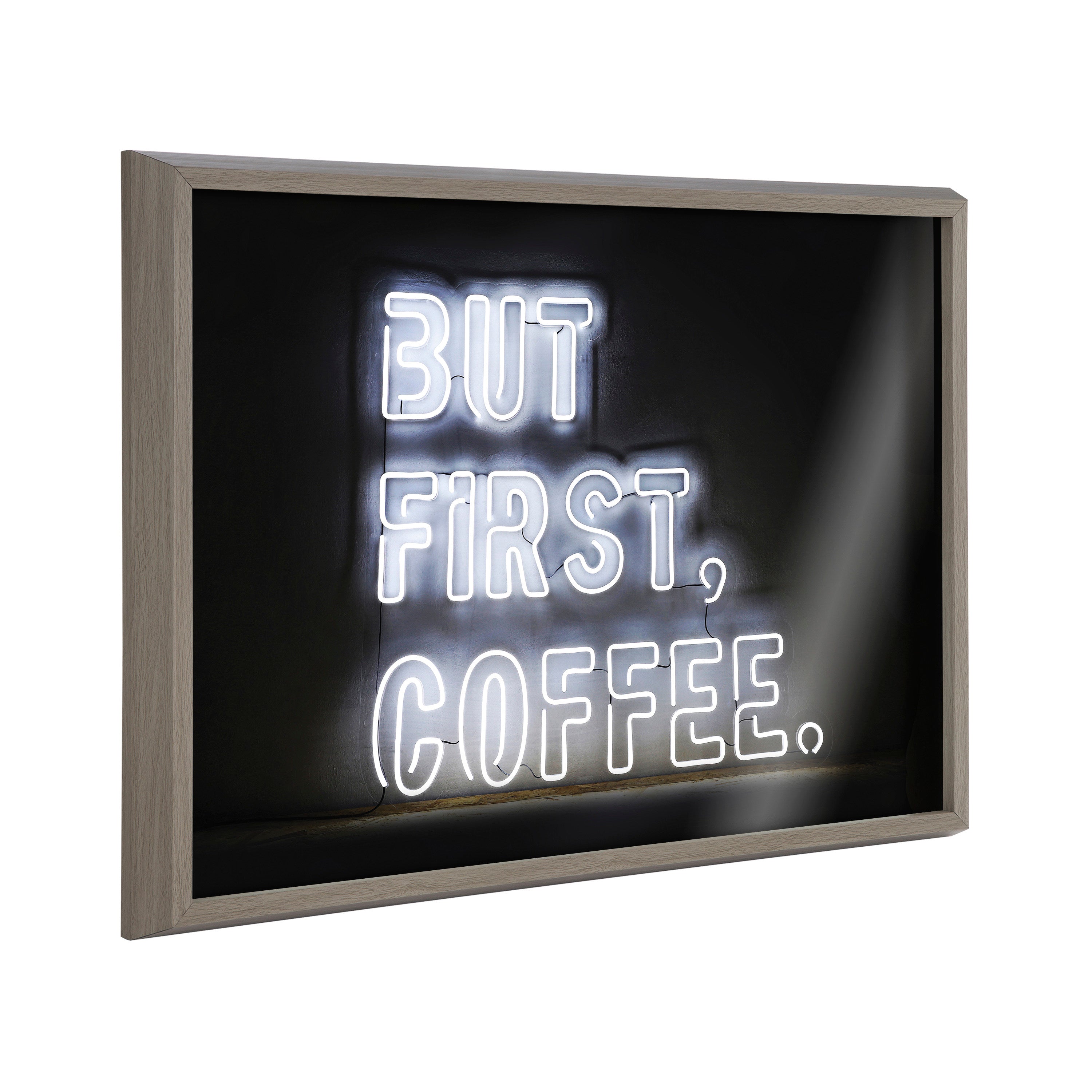 Blake But First Coffee Neon Sign Framed Printed Glass by The Creative Bunch Studio
