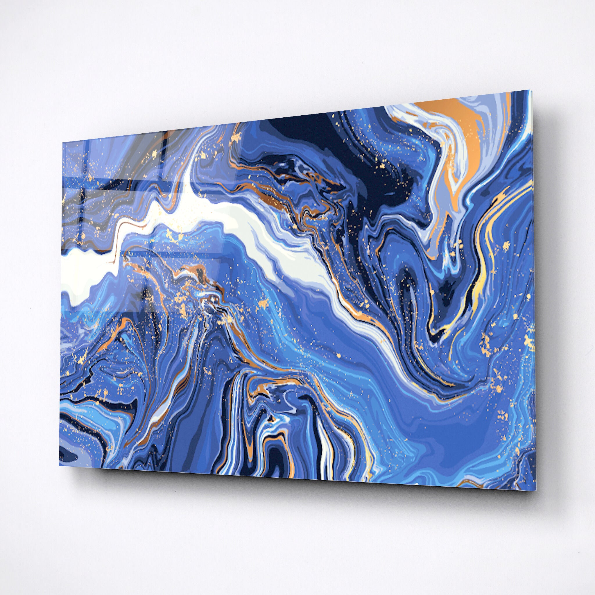 Blue pattern, marble glass wall art.