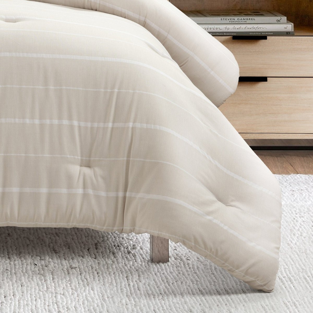 Classic Farmhouse Chalk Stripe 3 Piece Comforter Set