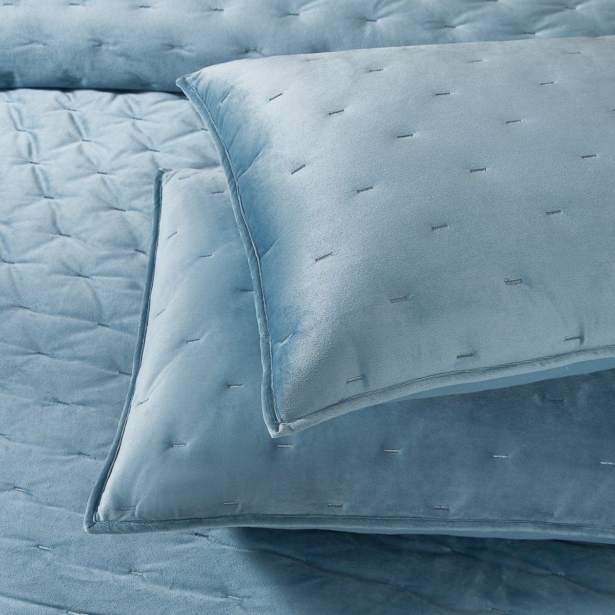 Haven Velvet Embroidered Stitch Cozy Super Soft Quilt 3 Piece Set