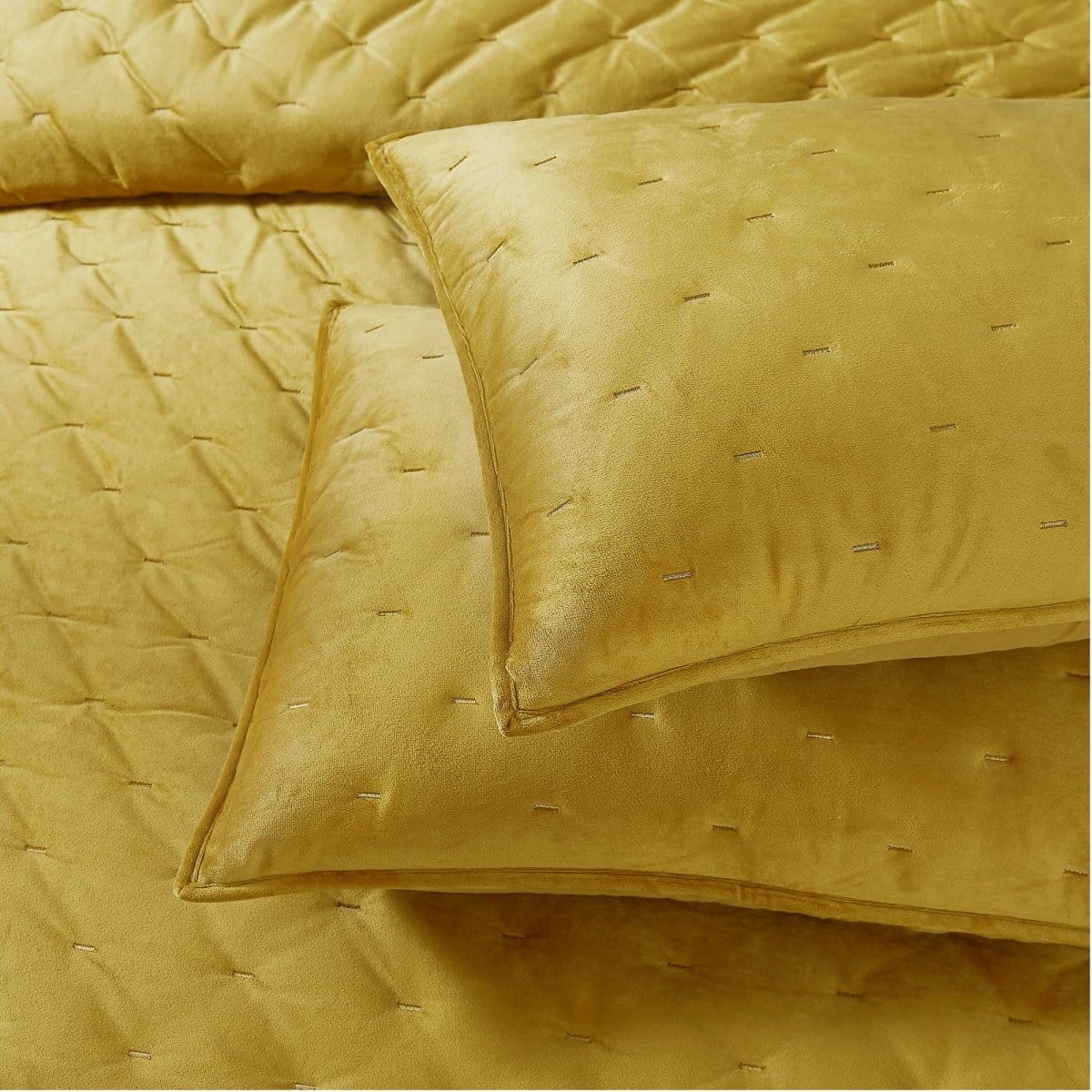 Haven Velvet Embroidered Stitch Cozy Super Soft Quilt 3 Piece Set