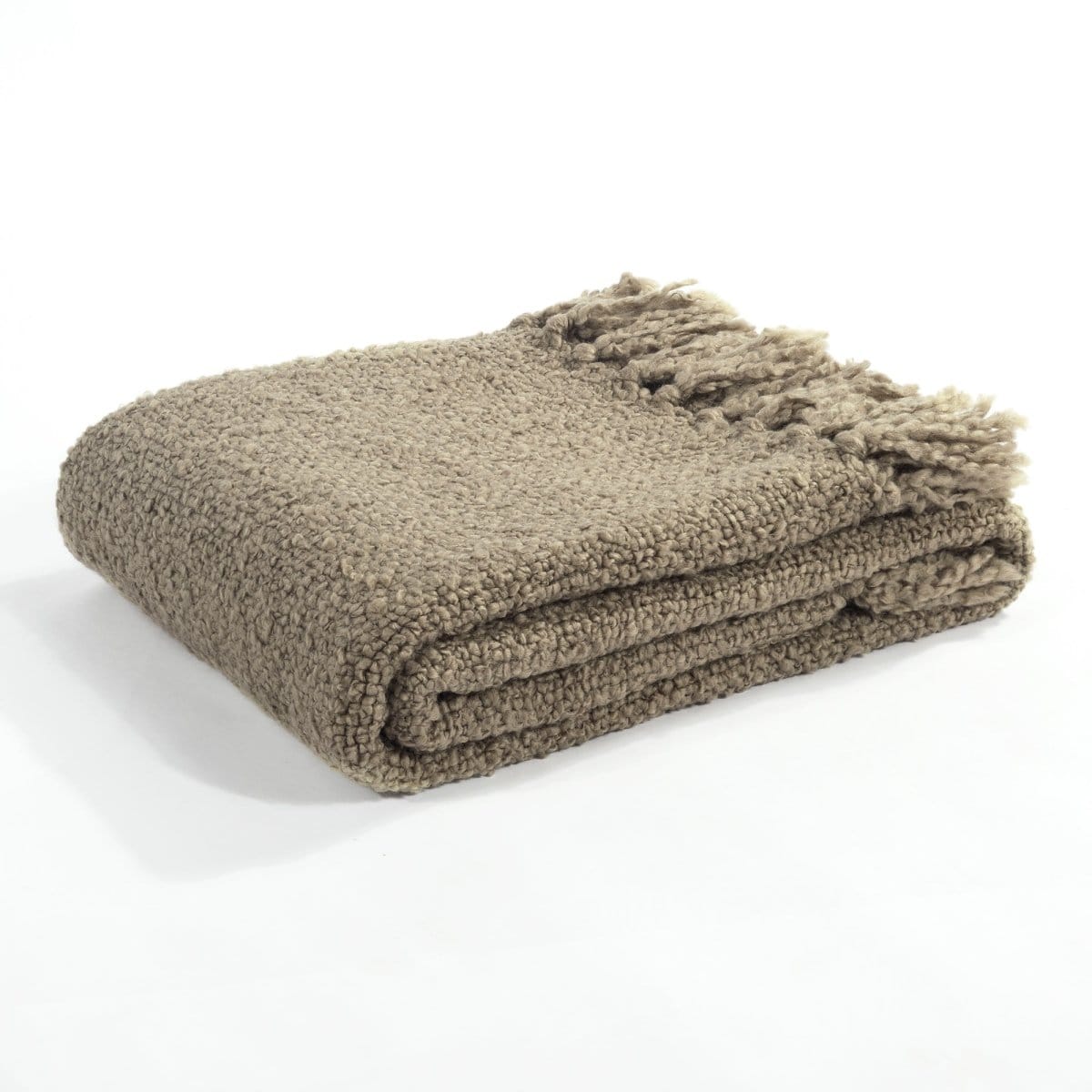 Tulum Boucle Textured Woven Fringed Throw Blanket