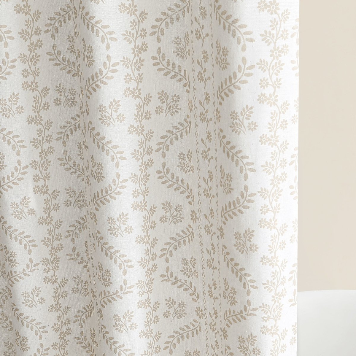 Doreen Delicate Floral Linen Textured Shower Curtain