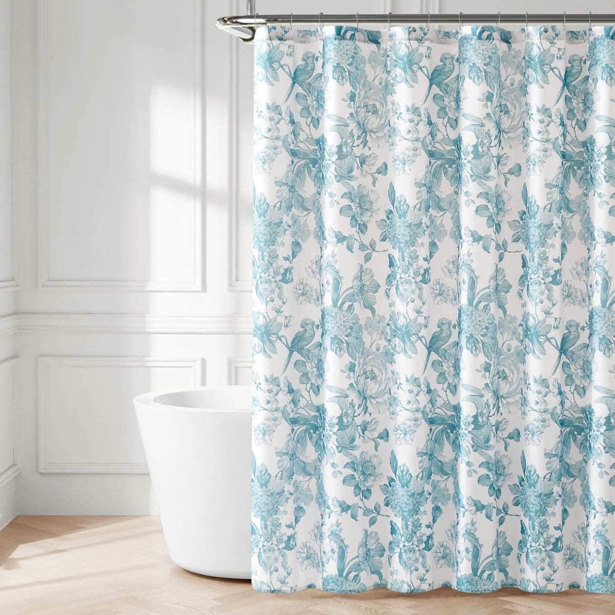 Bird And Hydrangea Toile Shower Curtain