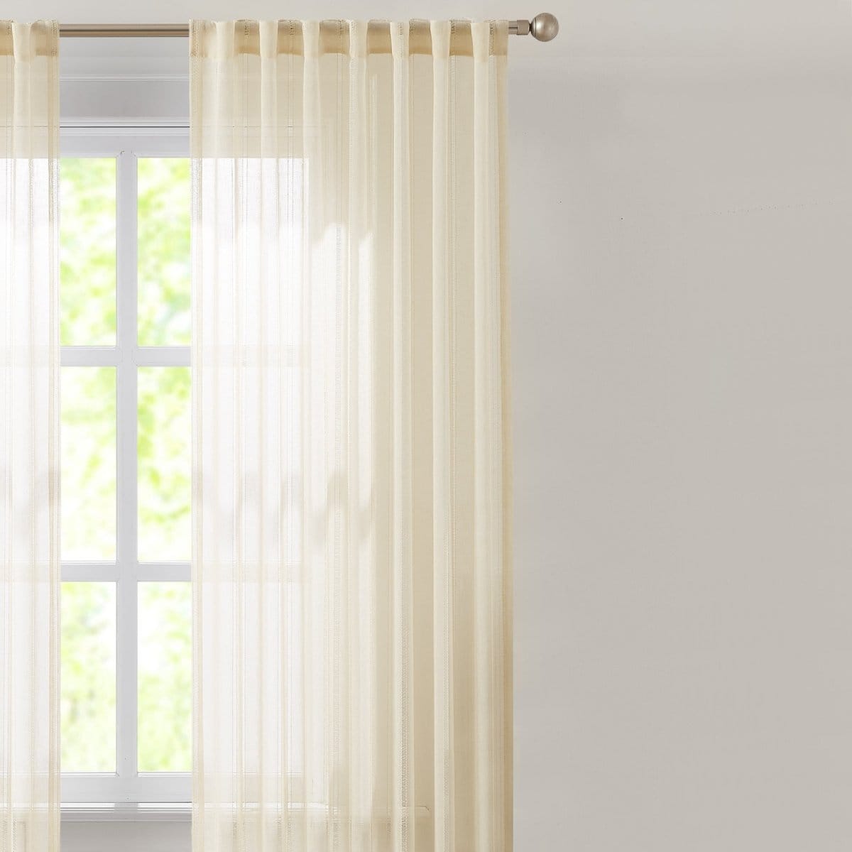 Calia Textured Stripe Sheer Window Curtain Panels