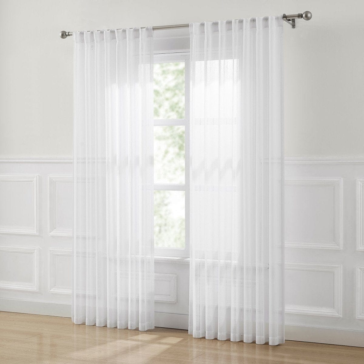 Calia Textured Stripe Sheer Window Curtain Panels