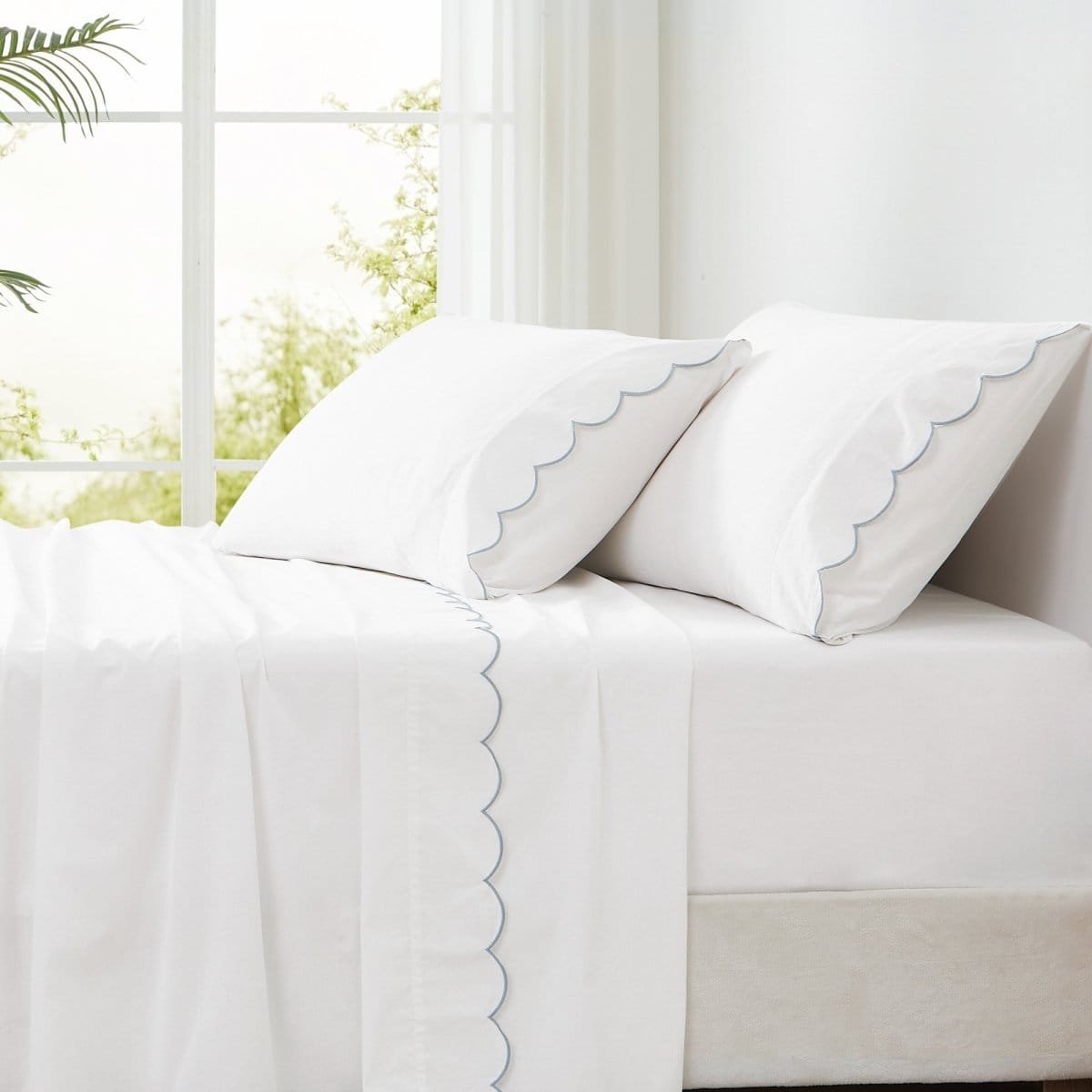 Coastal Chic Scalloped Edge Cotton Sheet Set