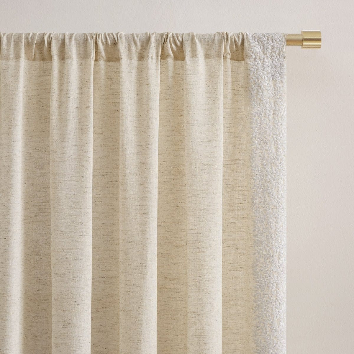 Emily Leaves Embroidered Window Curtain Panels