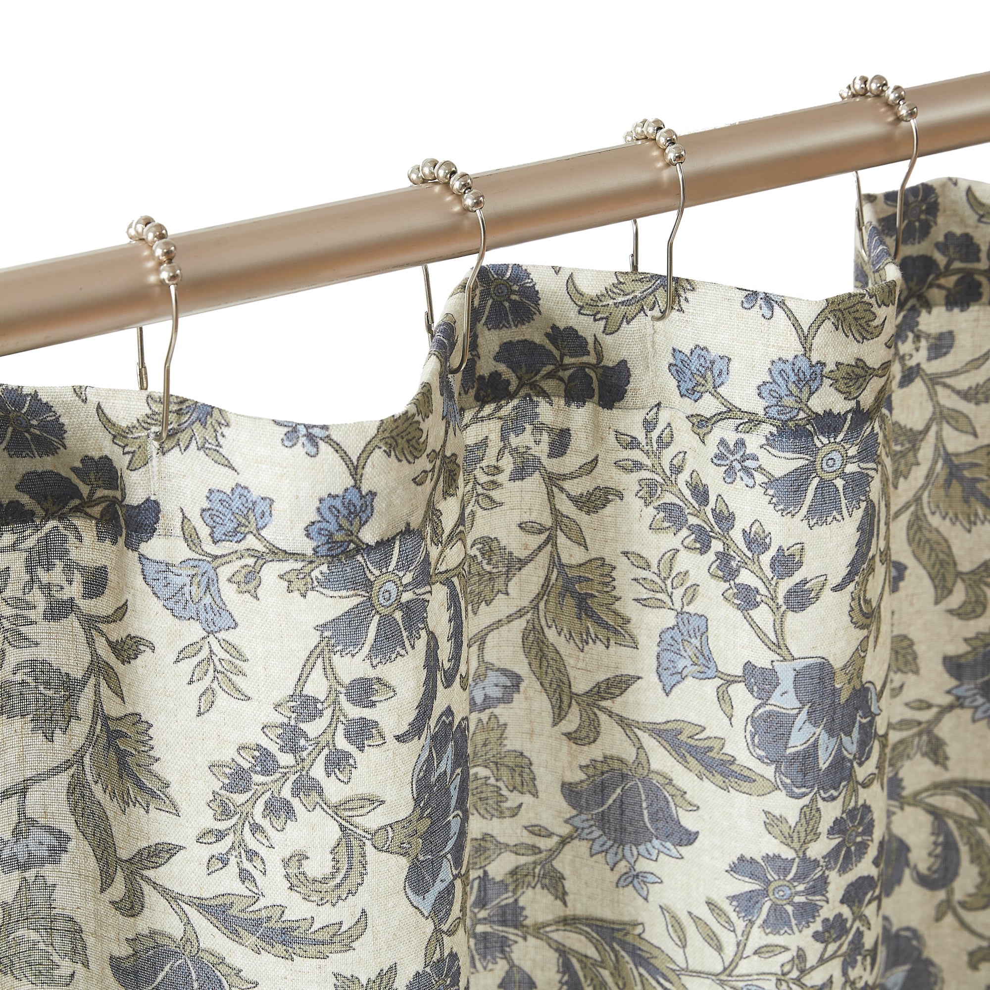 Lillian Block Print Linen Textured Shower Curtain