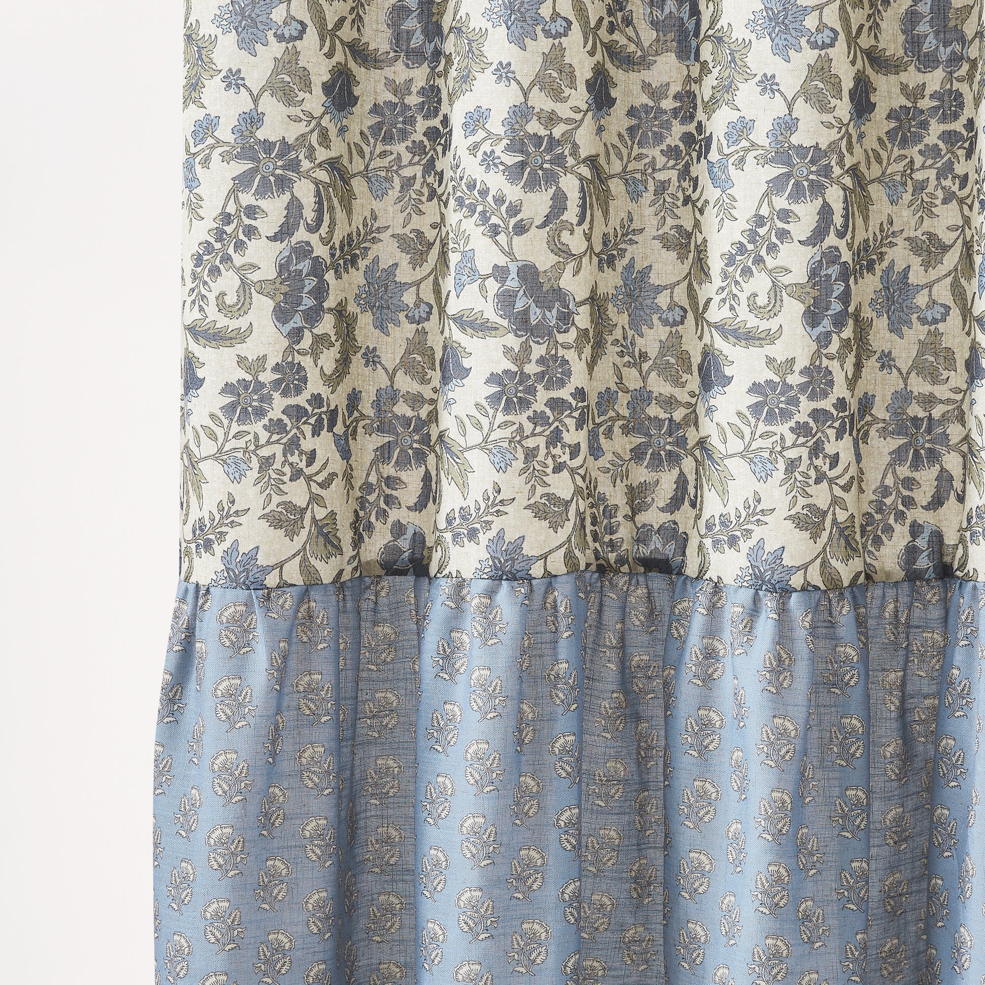 Lillian Block Print Linen Textured Shower Curtain