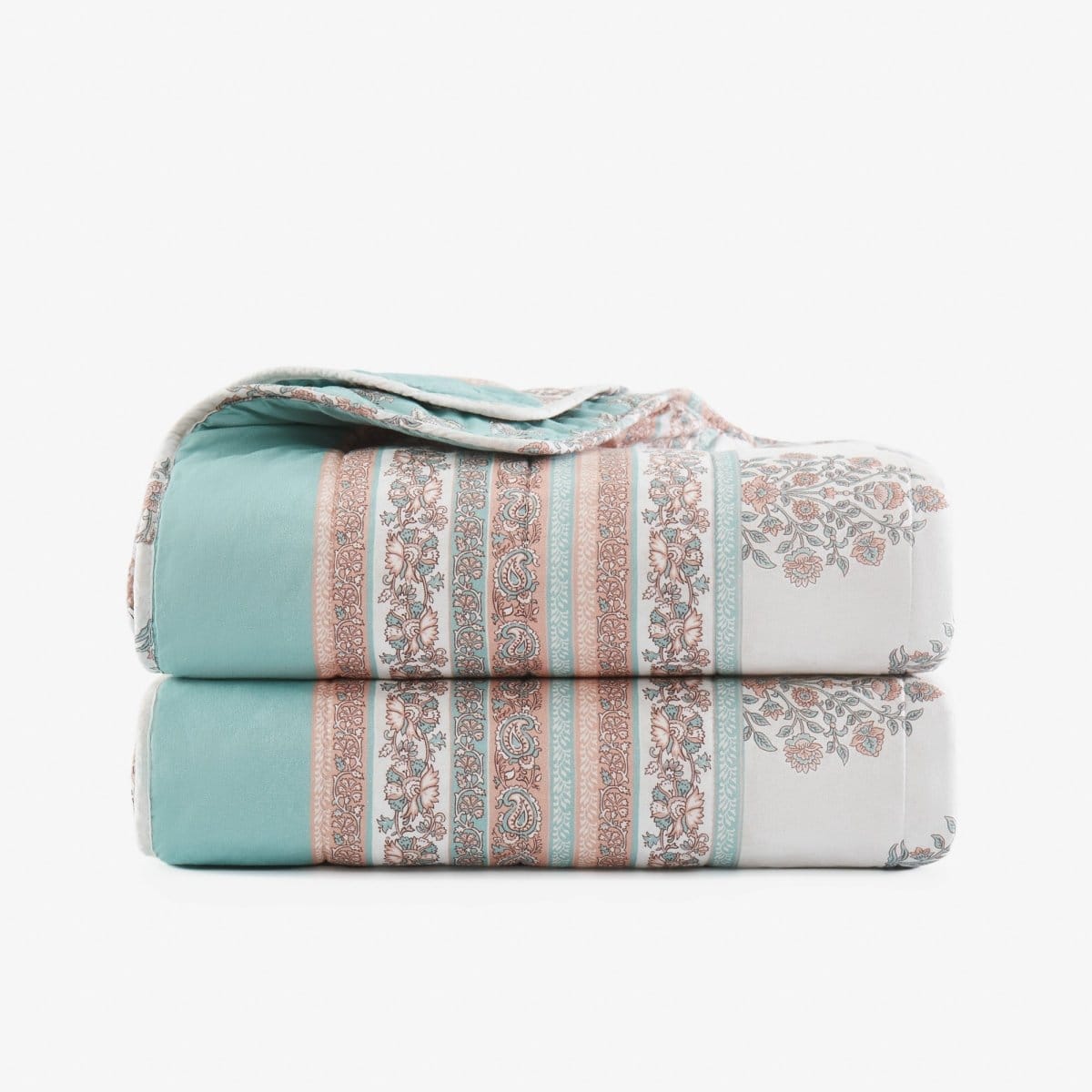 Sofia Flower Block Bouquet Reversible Cotton Throw Blanket