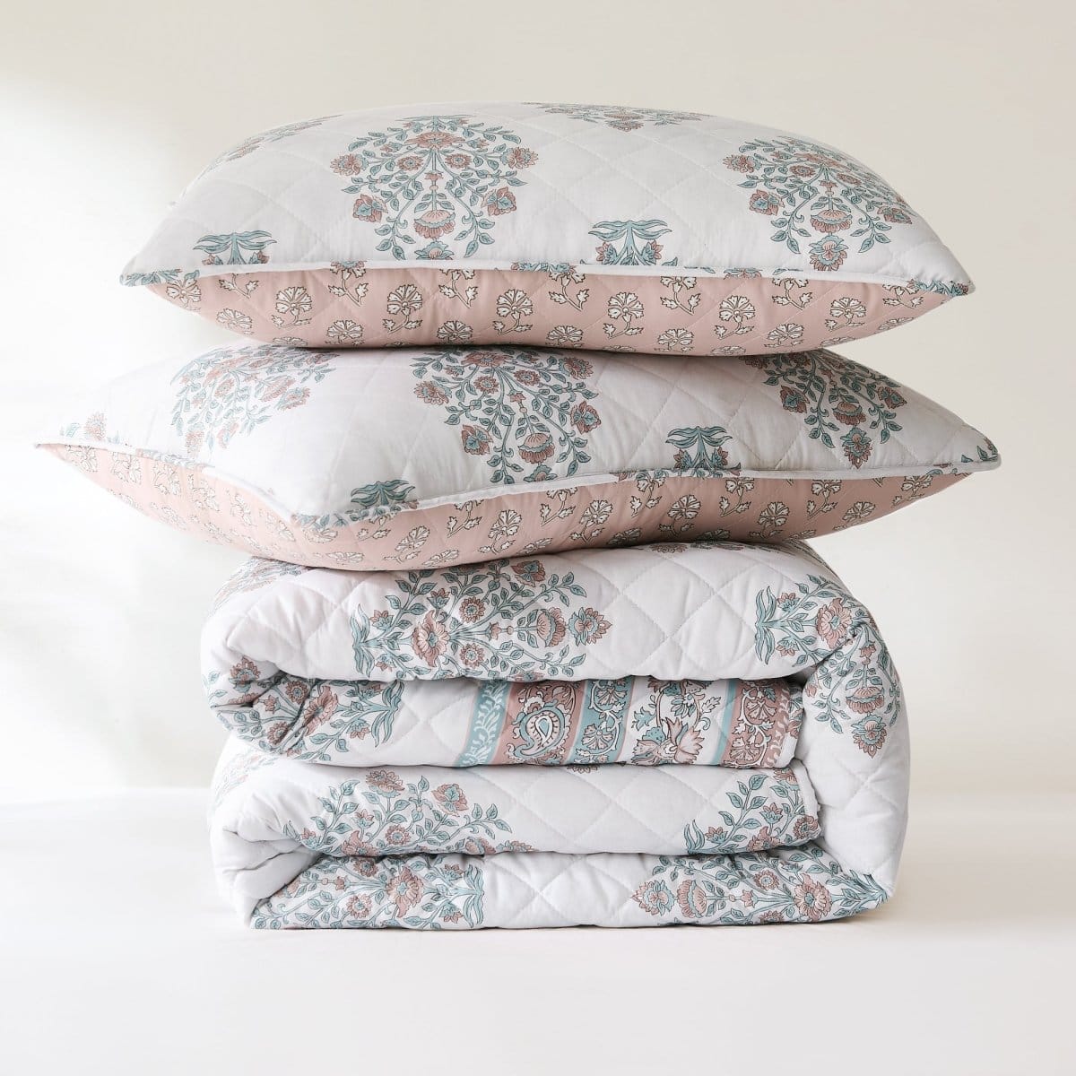 Sofia Flower Block Bouquet Reversible Quilt 6Pc Set