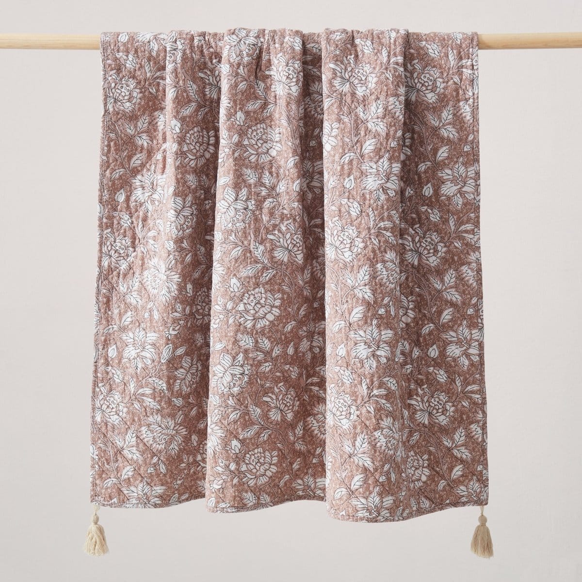 Zara Floral Block Reversible Cotton Throw Blanket