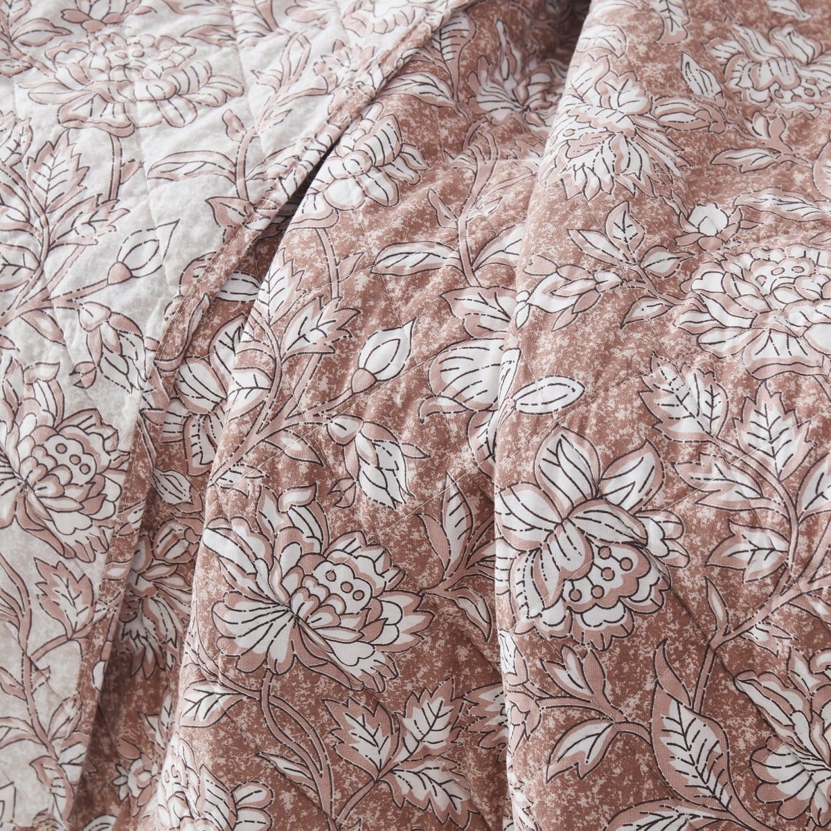 Zara Floral Block Reversible Cotton Throw Blanket