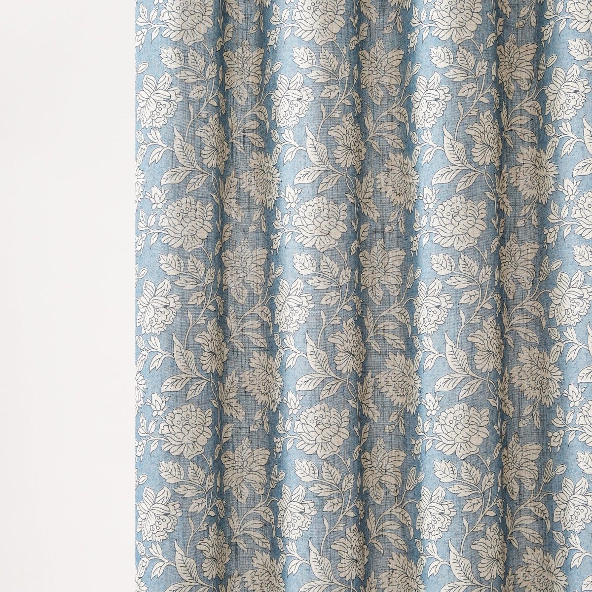 Zara Floral Block Linen Textured Shower Curtain