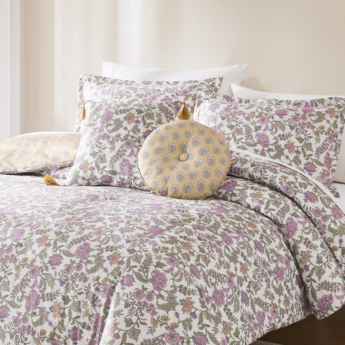 Lillian Block Print Reversible Comforter Set 5Pc