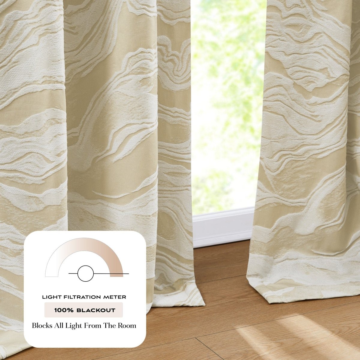 Cascade Wave Blackout Window Curtain Panels