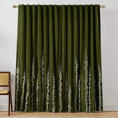 Verdant Path Velvet Blackout Window Curtain Panels