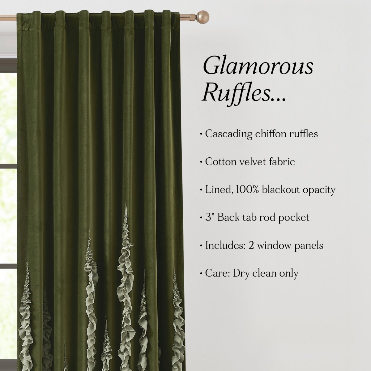 Verdant Path Velvet Blackout Window Curtain Panels