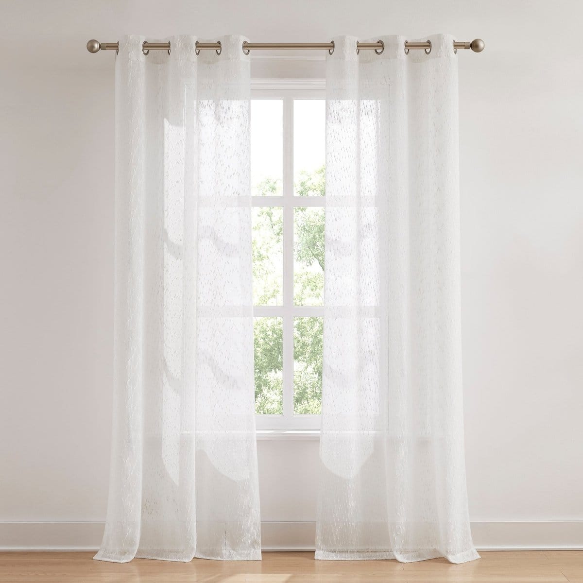 Aileen Textured Raindrop Sheer Window Curtain Panels