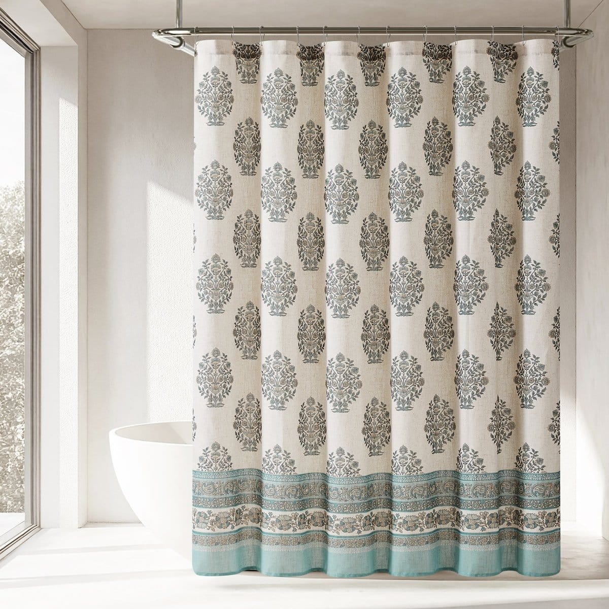 Sofia Flower Block Bouquet Shower Curtain