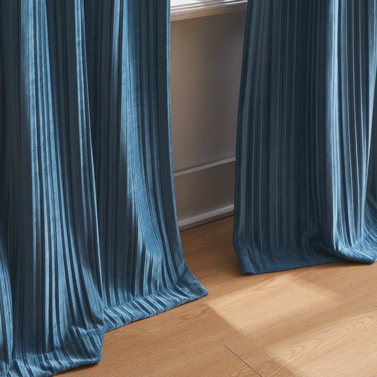 Glam Pleated Velvet Light Filtering Window Curtain Panels