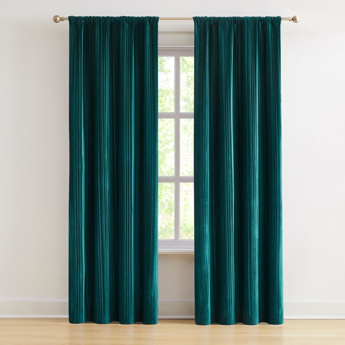 Glam Pleated Velvet Light Filtering Window Curtain Panels