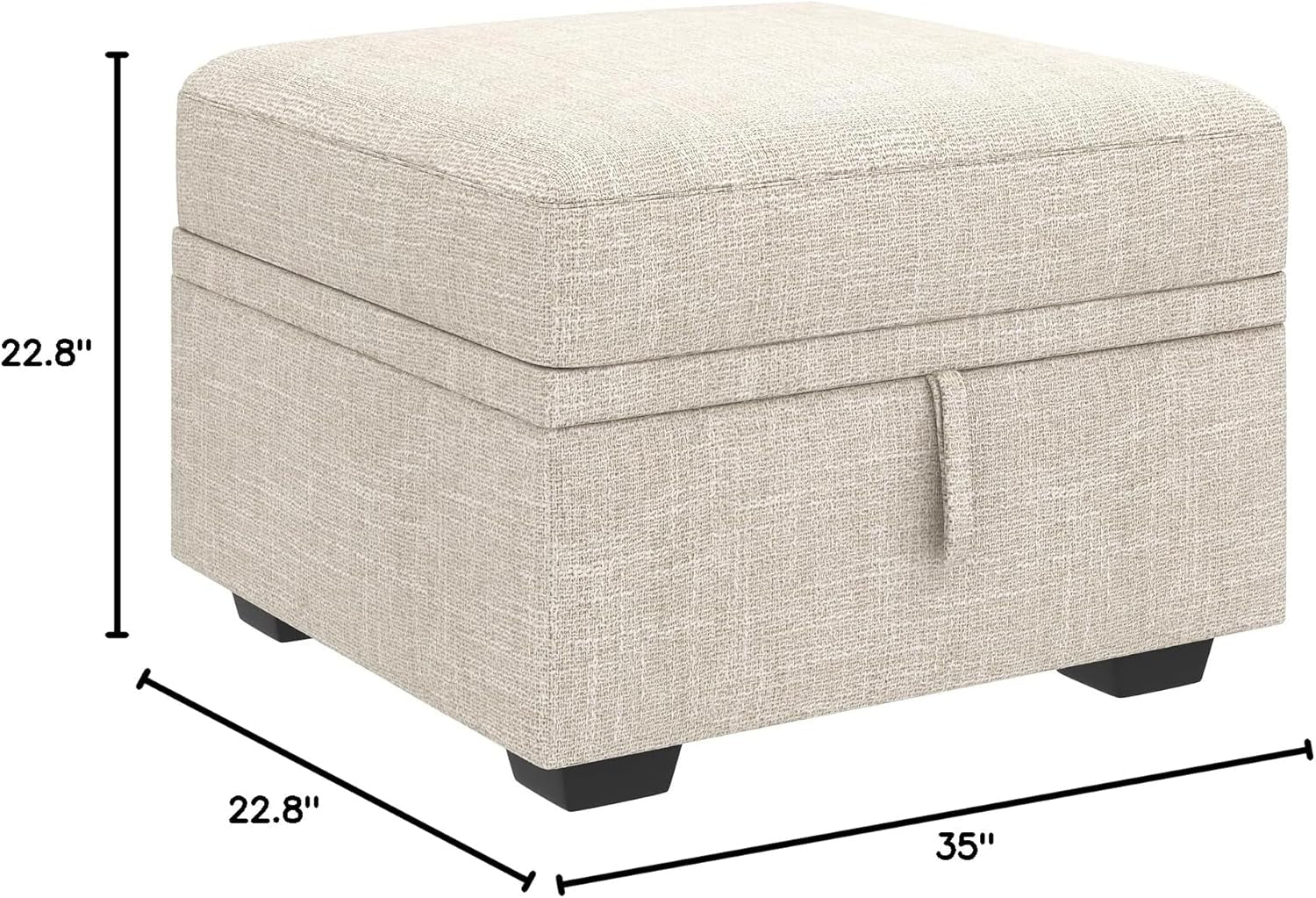 Beige Textured Storage Ottoman For Sectional Sleeper