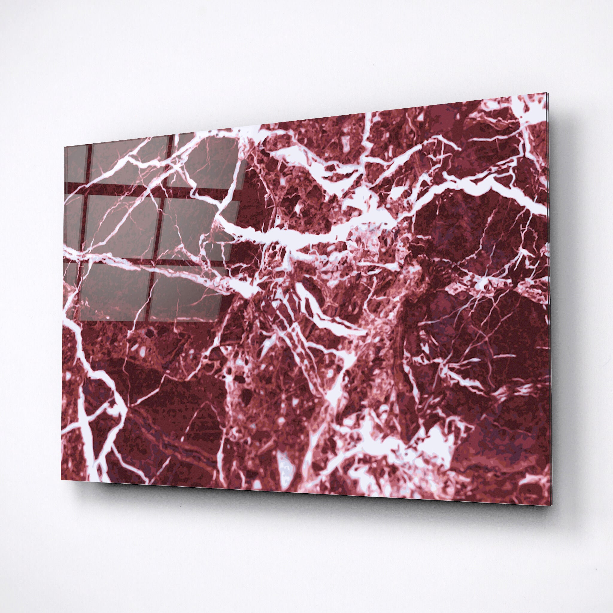 Burgundy marble pattern, tempered glass wall art