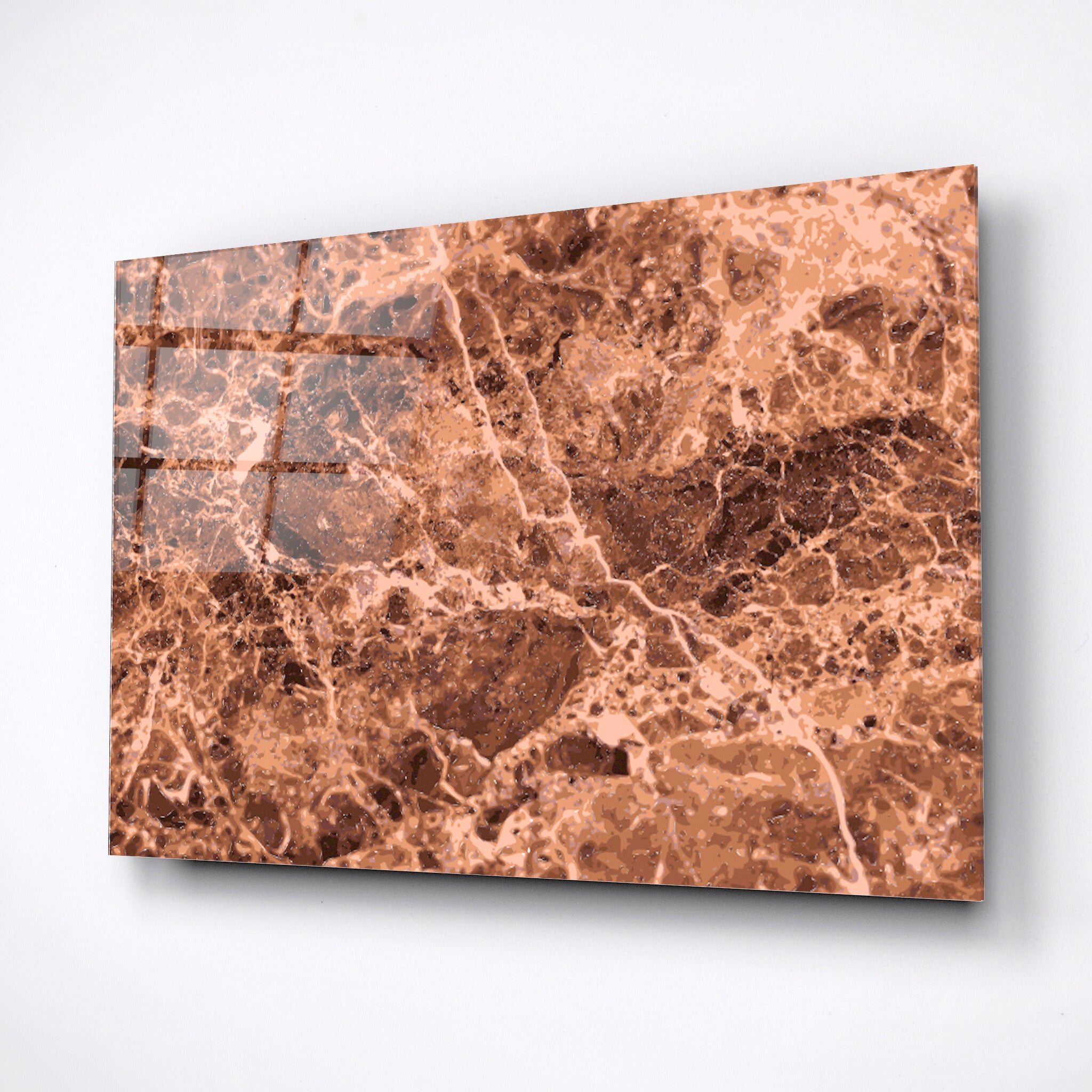 Tempered glass wall art, brown stone, anniversary gift