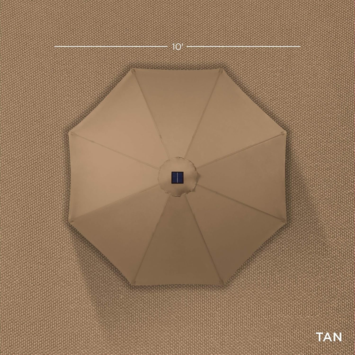 10 Ft Solar LED Patio Umbrella With Tilt Adjustment And UV Resistant Fabric All Weather Use